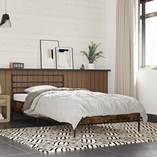 Bedframe bewerkt hout en metaal gerookt eikenkleurig 90x190 cm845629
