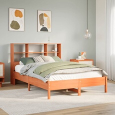 Bed met boekenkast zonder matras grenenhout wasbruin 150x200 cm3322869