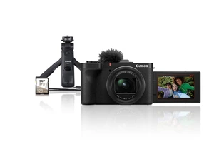 Appareil photo compact Canon Kit Vlogging PowerShot V1 + Trépied HG-100TBR + Télécommande sans-fil BR-E1 + SD 128Go