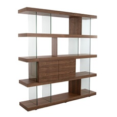 Etagère en noyer et verre 3072C, 180 x 38 x 190 cm. -