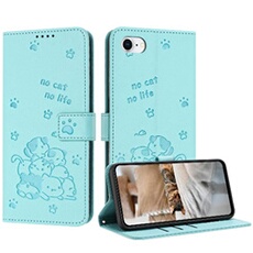 Flip Etui Pour IPhone 7/8 Portefeuille En Cuir Chat Mignon Cuir PU Porte-cartes Kickstand Vert