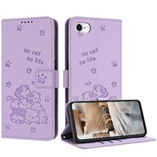 Flip Etui Pour IPhone 7/8 Portefeuille En Cuir Chat Mignon Cuir PU Porte-cartes Kickstand Violet
