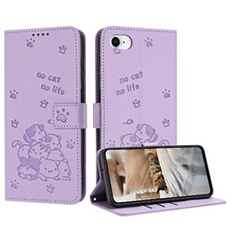Flip Etui Pour IPhone 7/8/SE 2020/2022 Portefeuille En Cuir Porte-cartes Kickstand Chat Mignon Cuir PU Violet
