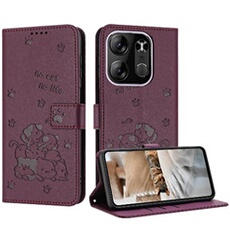 Flip Etui Pour Tecno Spark Go 2023 Portefeuille En Cuir Chat Mignon Porte-cartes Kickstand Cuir PU Rouge