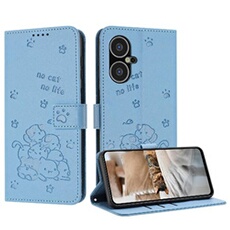 Flip Etui Pour Tecno Pova Neo 3 Chat Mignon Portefeuille En Cuir Porte-cartes Kickstand Cuir PU Bleu