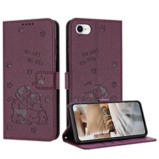 Flip Etui Pour IPhone 7/8 Portefeuille En Cuir Chat Mignon Cuir PU Porte-cartes Kickstand Rouge