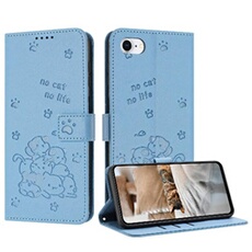Flip Etui Pour IPhone 7/8 Portefeuille En Cuir Chat Mignon Cuir PU Porte-cartes Kickstand Bleu