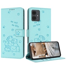 Flip Etui Pour Motorola Moto G04s Cuir PU Portefeuille En Cuir Porte-cartes Kickstand Chat Mignon Vert