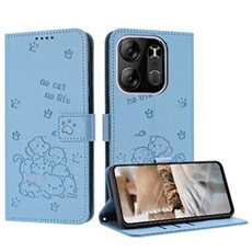 Flip Etui Pour Tecno Spark Go 2023 Portefeuille En Cuir Chat Mignon Porte-cartes Kickstand Cuir PU Bleu