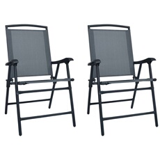 vidaXL - Chaise de jardin pliable - Gris - Lot de 2