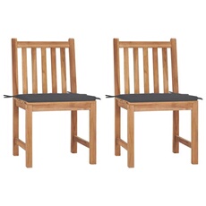 VIDAXL - Lot de 2 Chaises de Jardin - Bois de Teck Massif - Anthracite
