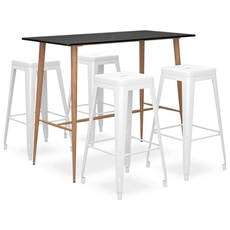 vidaXL - Ensemble de bar - 5 pièces - Noir et blanc