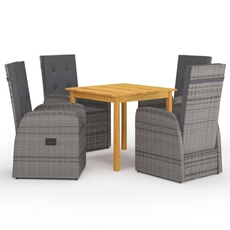 VIDAXL - Salon de jardin 5 pièces - Bois - Gris