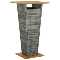Vidaxl Gris Table De Bar 60X60x110 Cm Résine Tressée Et Bois D Acacia