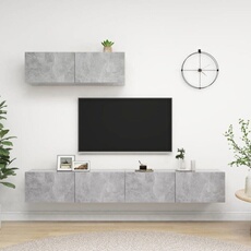 Vidaxl Gris Meubles Tv 3 Pcs Béton Bois D Ingénierie