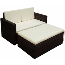 Vidaxl Marron Salon De Jardin 2 Pcs Avec Coussins Résine Tressée