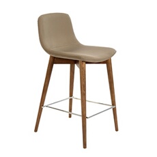 Tabouret en simili cuir et bois noyer 4044C, 52 x 45 x 93 cm. -