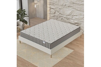 Ensemble matelas mmoire de forme + sommier 120x190cm, Matelas 22cm d'paisseur et sommier tissu blanc