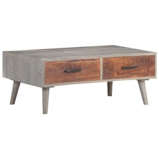 Vidaxl Gris Table Basse 100X60x40 Cm Bois Massif De Manguier Brut