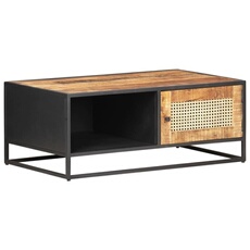VIDAXL - Table basse - Bois de manguier - Noire - 90x50x35 cm