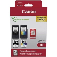 Pack de 2 cartouches Canon PG560XL et CL561XL et couleur + 50 feuilles papier photo 10 x 15 cm - vue 2