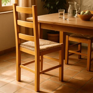 SUZY - Lot de 4 Chaises Naturelles et Assises en Paille SUZY - Lot de 4 Chaises Naturelles et Assises en Paille
