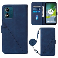 Coque Protective Motorola Moto E13 Protection complète Soft PU Le cuir flip portefeuille Case de téléphone avec une sangle longue compatible avec