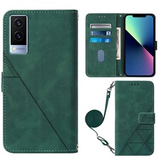 Coque Protective FOXDOCK VIVO V21E Protection complète Soft PU Le cuir flip portefeuille Case de téléphone avec une sangle longue compatible avec