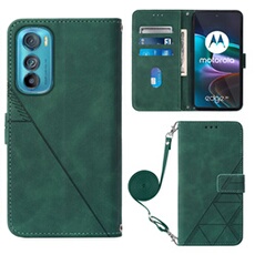 Coque Protective Motorola Edge 30 Protection complète Soft PU Le cuir flip portefeuille Case de téléphone avec une sangle longue compatible avec