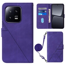 Coque Protective Xiaomi 13 Protection complète Soft PU Le cuir flip portefeuille Case de téléphone avec une sangle longue compatible avec Xiaomi