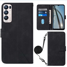 Coque Protective FOXDOCK OPPO Find X3 Neo Protection complète Soft PU Le cuir flip portefeuille Case de téléphone avec une sangle longue compatible