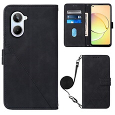 Coque Protective Realme 10 4G Protection complète Soft PU Le cuir flip portefeuille Case de téléphone avec une sangle longue compatible avec Realme
