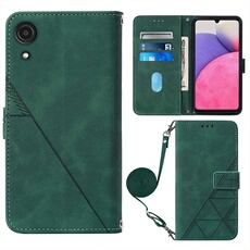 Coque Protective FOXDOCK Samsung Galaxy A03 Core Protection complète Soft PU Le cuir flip portefeuille Case de téléphone avec une sangle longue