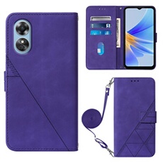 Coque Protective FOXDOCK OPPO A17 Protection complète Soft PU Le cuir flip portefeuille Case de téléphone avec une sangle longue compatible avec OPPO