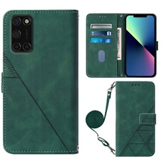 Coque Protective FOXDOCK OPPO A92/A72/A52 Protection complète Soft PU Le cuir flip portefeuille Case de téléphone avec une sangle longue compatible
