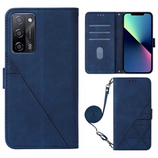 Coque Protective FOXDOCK OPPO A16 Protection complète Soft PU Le cuir flip portefeuille Case de téléphone avec une sangle longue compatible avec OPPO