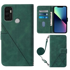 Coque Protective FOXDOCK OPPO A53 2020/A32 Protection complète Soft PU Le cuir flip portefeuille Case de téléphone avec une sangle longue compatible