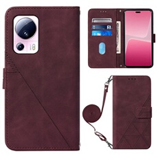 Coque Protective Xiaomi 13 Lite 5G Protection complète Soft PU Le cuir flip portefeuille Case de téléphone avec une sangle longue compatible avec