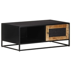 VIDAXL - Table basse - Bois de manguier - Noire - 90x50x35 cm