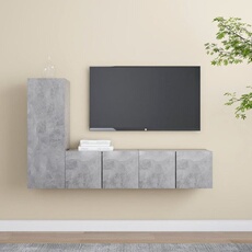 VIDAXL - Meuble TV - Ensemble 3 pièces - Gris béton