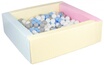 Piscine à Balles Carrée Velinda 5 Éléments + 300 Balles 7 Cm - Cuir Écologique Blanc/Blanc