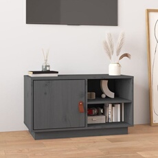 VIDAXL - Meuble TV - Bois de pin massif - Gris - 70x34x40 cm