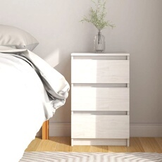 VIDAXL - Table de chevet - Bois de pin - Blanc - 40x29,5x64 cm