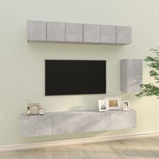 Vidaxl Gris Ensemble De Meubles Tv 6 Pcs Béton Bois D Ingénierie