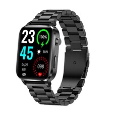 Montre connectée GENERIQUE Montre Connectée F300 - Appel Bluetooth, Alerte SOS, Détection de Chute-bracelet en acier noir 01