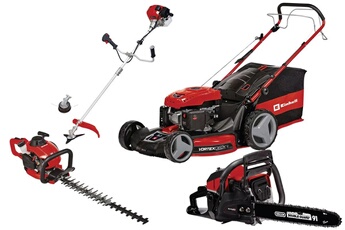 Kit thermique jardin Einhell - Tondeuse 56 cm, débroussailleuse, taille-haie, tronçonneuse