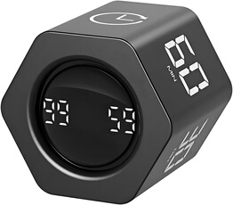 Pomodoro Minuteur de productivité hexagonal, Horloge à bascule Vibration et Alarme sonore Mode 1/5/10/30/60 min et chronomètre QM-2