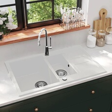 Evier de cuisine Granit Double lavabo Blanc