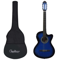 12-delige Gitaarset met equalizer en 6 snaren western blauw 70141