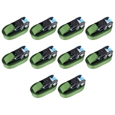 VIDAXL - Sangles d'arrimage - 800 daN - 6 m - Lot de 10 - Vert